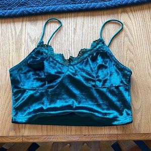 Green velvet crop top
